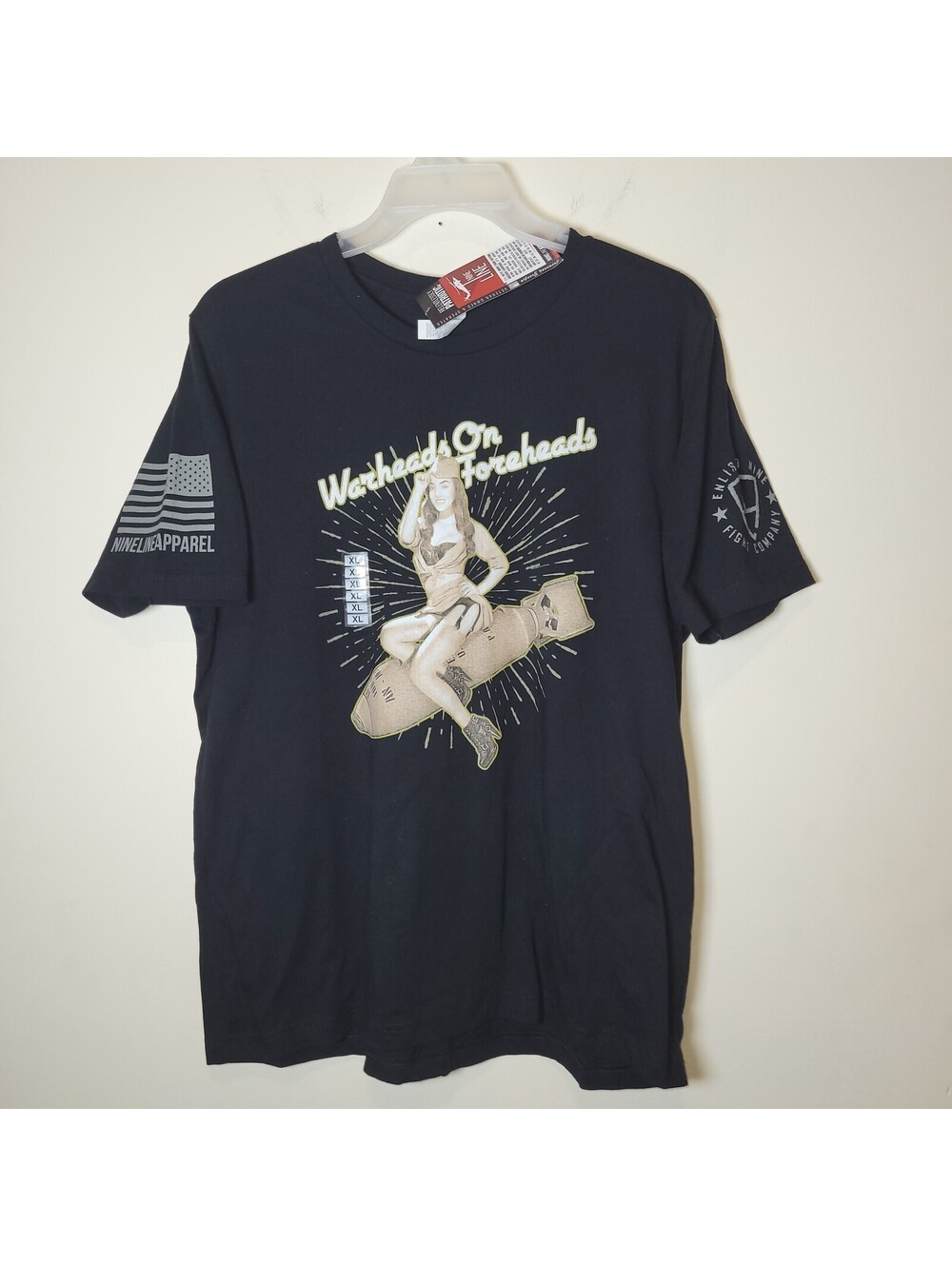 Nine Line Apparel Men's XL Black Warheads On Foreheads Pin-Up Girl T-Shirt New
